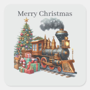 Frohe Weihnachtsreise Quadratischer Aufkleber