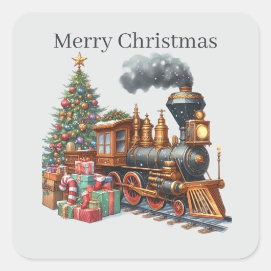 Frohe Weihnachtsreise Quadratischer Aufkleber (Vorderseite)