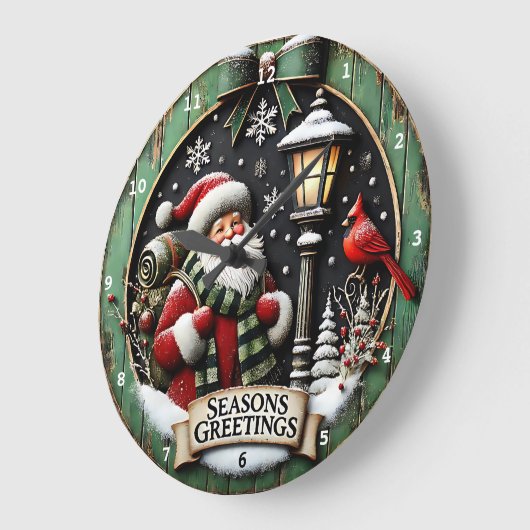 Frohe Weihnachtsreise Weihnachten mit Rucksack-Wan Große Wanduhr (Winkel)