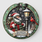 Frohe Weihnachtsreise Weihnachten mit Rucksack-Wan Große Wanduhr (Vorderseite)