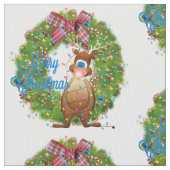 Frohe Weihnachtsrentiere Stoff (Nahaufnahme)