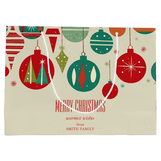 Frohe WeihnachtsRetro aus dem 20. Jahrhundert Baub Große Geschenktüte (Rückseite)