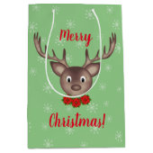 Frohe Weihnachtsrinder mit roten Blume Mittlere Geschenktüte (Vorderseite)