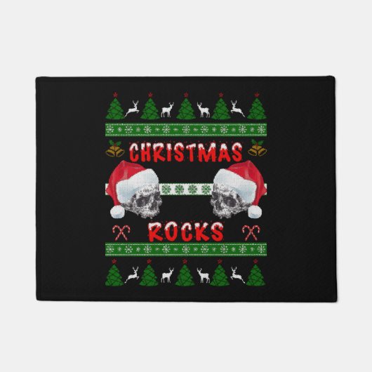 Frohe WeihnachtsROCKS Ugly Christmas Sweater Fußmatte (Vorderseite)