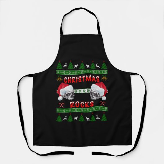 Frohe WeihnachtsROCKS Ugly Christmas Sweater Schürze (Vorderseite)