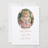 Frohe Weihnachtsrosa Katze Einladung (Vorderseite)