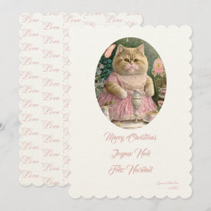 Frohe Weihnachtsrosa Katze Einladung