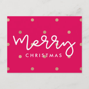 Frohe Weihnachtsrosa mit Imitats Gold Dots Feiertagspostkarte