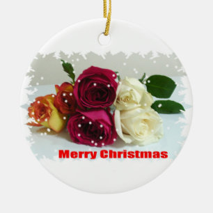 Frohe Weihnachtsrosen Keramik Ornament