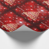 Frohe Weihnachtsrot und Gold Weihnachtsbaum Geschenkpapier (Ecke)