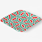 Frohe Weihnachtsrot und grüne Schneeflocke Pappteller (Gewinkelt)