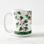 Frohe Weihnachtsrot und grüne Wasserfarbe Kaffeetasse (Links)