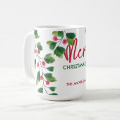 Frohe Weihnachtsrot und grüne Wasserfarbe Kaffeetasse (Vorderseite Links)