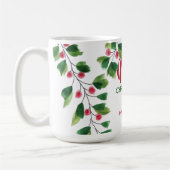Frohe Weihnachtsrot und grüne Wasserfarbe Kaffeetasse (Links)