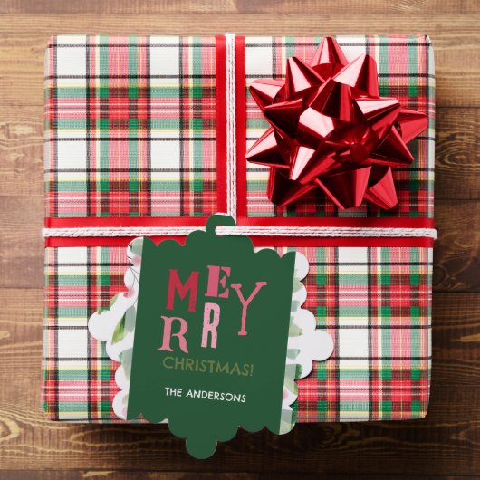 Frohe Weihnachtsrot und grüne Wasserfarbe Ornament Karte (Insitu (Geschenk))