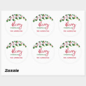 Frohe Weihnachtsrot und grüne Wasserfarbe Runder Aufkleber (Blatt)