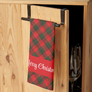 Frohe Weihnachtsrot und Karierter, individueller T Geschirrtuch