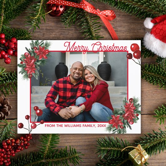 Frohe Weihnachtsroten Heilige Beeren Blumenbeeren Postkarte