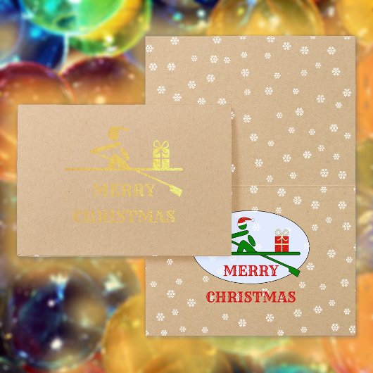 Frohe Weihnachtsrower Custom Text Foil Card Folienkarte