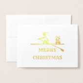 Frohe Weihnachtsrower Custom Text Foil Card Folienkarte (Vorderseite mit Umschlag)