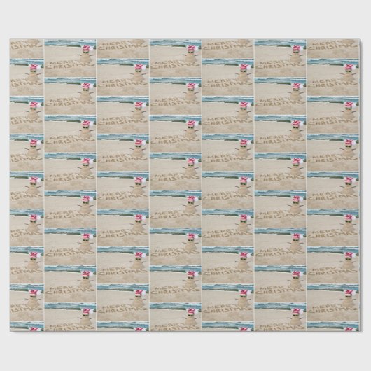 Frohe Weihnachtssandman am Strand Geschenkpapier (Flach)