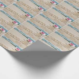 Frohe Weihnachtssandman am Strand Geschenkpapier