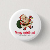 Frohe Weihnachtssanta Button (Vorderseite)