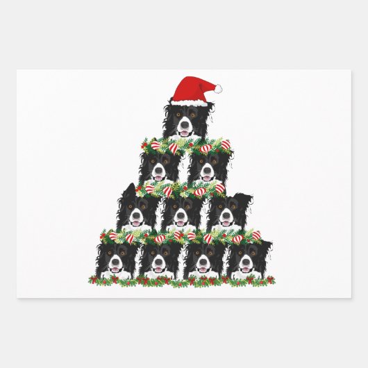 Frohe Weihnachtsschaf Herding Hund Geschenkpapier Set (Vorderseite 2)