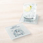 Frohe Weihnachtsschale Glasuntersetzer (Schrägansicht)