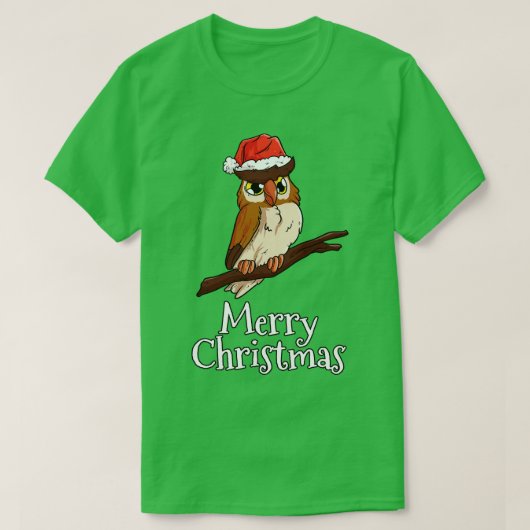 Frohe Weihnachtsschale Santas Hat Owl T-Shirt (Design vorne)