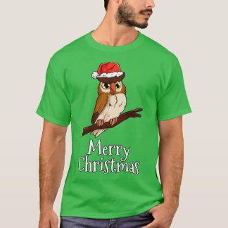 Frohe Weihnachtsschale Santas Hat Owl T-Shirt