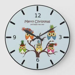 Frohe Weihnachtsschalen auf der Tree-Platz-Uhr Große Wanduhr