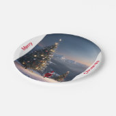 Frohe Weihnachtsscheibe | Feierlicher Feiertag Pappteller (Schrägansicht)