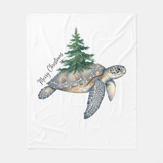 Frohe Weihnachtsschildkröte Fleecedecke (Vorderseite)