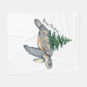 Frohe Weihnachtsschildkröte Fleecedecke (Vorderseite (Horizontal))