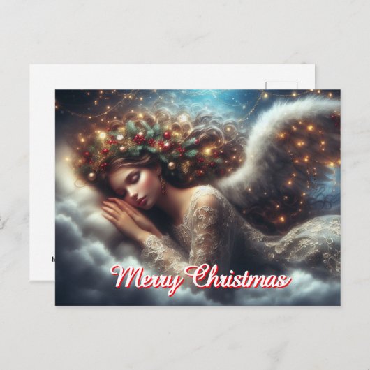 Frohe Weihnachtsschläfer Angel Postkarte (Vorne/Hinten)