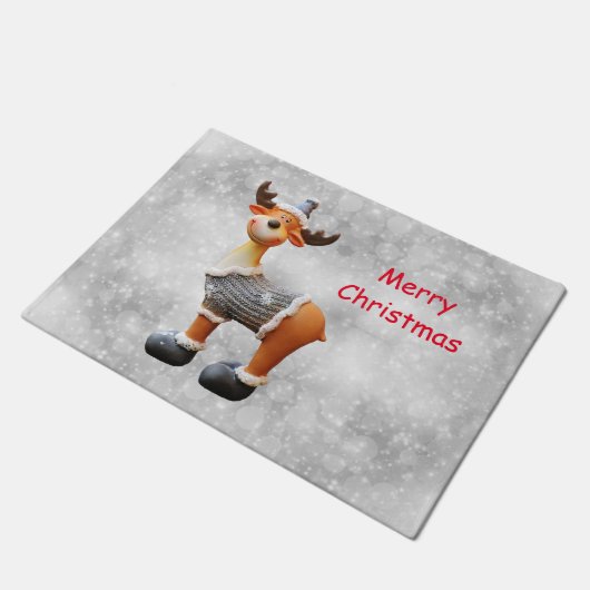 Frohe Weihnachtsschlange mit einem Hut Fußmatte (Schrägansicht)