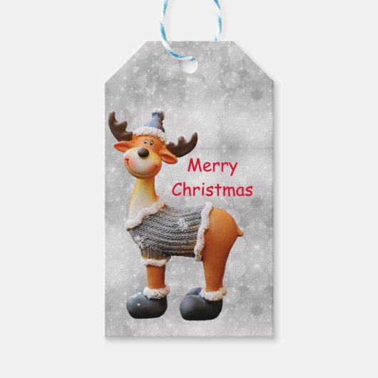 Frohe Weihnachtsschlange mit einem Hut Geschenkanhänger (Vorderseite)