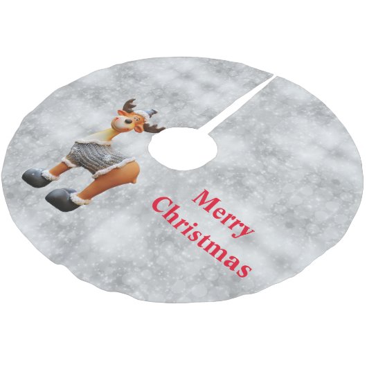 Frohe Weihnachtsschlange mit einem Hut Polyester Weihnachtsbaumdecke (Schrägansicht)