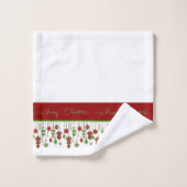 Frohe Weihnachtsschmuck Badhandtuch Set (Waschlappen)