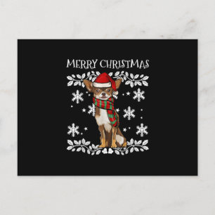 Frohe Weihnachtsschmuck Brown Chihuahua Xmas Ankündigungspostkarte