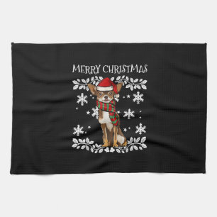 Frohe Weihnachtsschmuck Brown Chihuahua Xmas Geschirrtuch