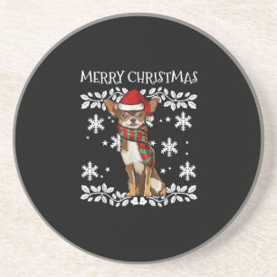 Frohe Weihnachtsschmuck Brown Chihuahua Xmas Getränkeuntersetzer