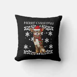 Frohe Weihnachtsschmuck Brown Chihuahua Xmas Kissen