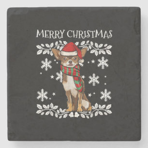 Frohe Weihnachtsschmuck Brown Chihuahua Xmas Steinuntersetzer