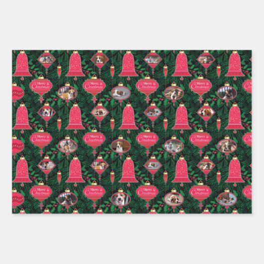 Frohe Weihnachtsschmuck Custom Foto Geschenkpapier Set (Vorderseite 2)