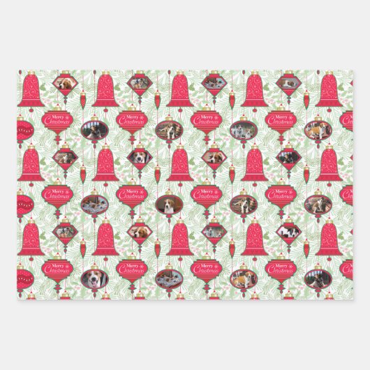 Frohe Weihnachtsschmuck Custom Foto Geschenkpapier Set (Vorderseite)