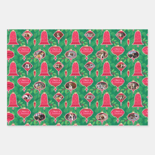 Frohe Weihnachtsschmuck Custom Foto Geschenkpapier Set (Vorderseite 3)