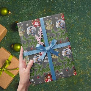 Frohe Weihnachtsschmuck Custom Snowflake Black Geschenkpapier