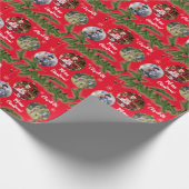 Frohe Weihnachtsschmuck Custom Snowflake Red Geschenkpapier (Ecke)